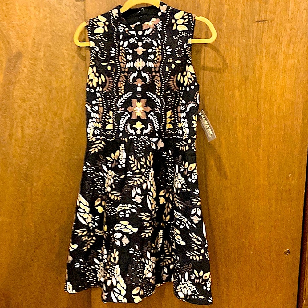 NWT- New York & Company Black and Cream Asymmetrical Dress
